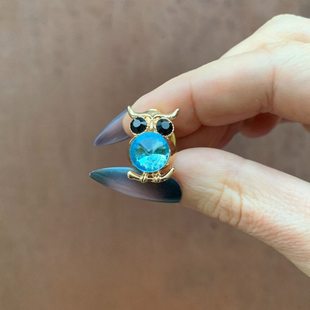 Embellished Small Golden Owl Brooch Accesory
